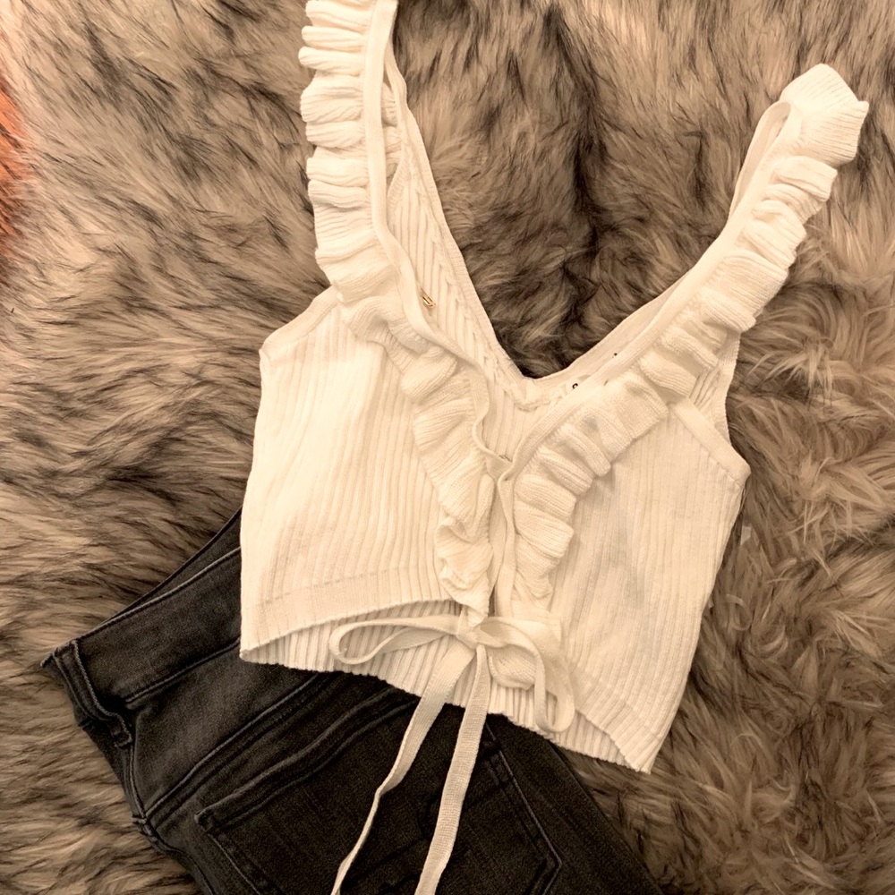 SOLD - Plunging Ruffle Crop Top